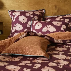 Linnea Housse de couette 140x200 cm satin de coton COUP DE FOUDRE Prune/caramel* Housse De Couette