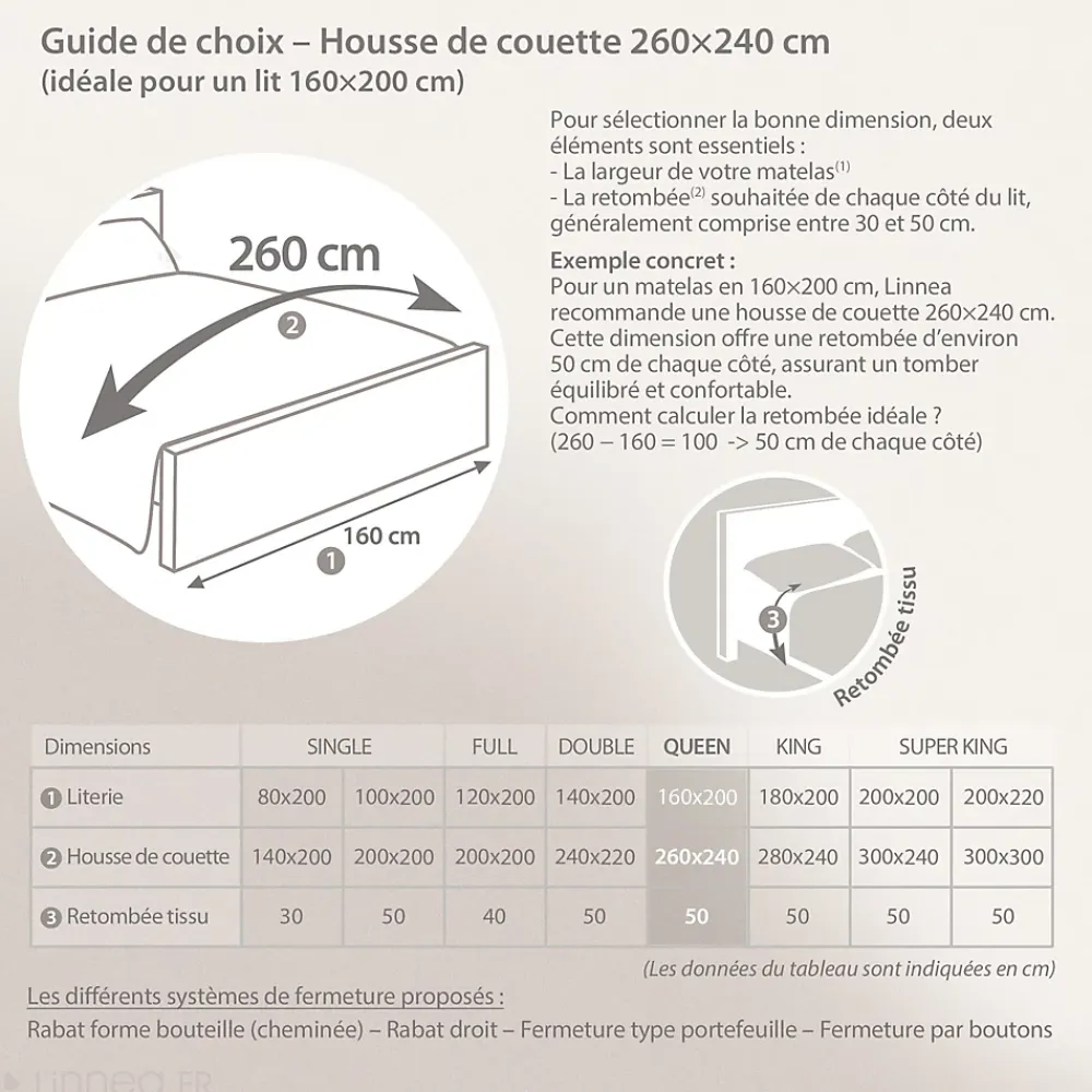 Linnea Housse de couette 260x240 cm satin de coton ENZO noir* Housse De Couette