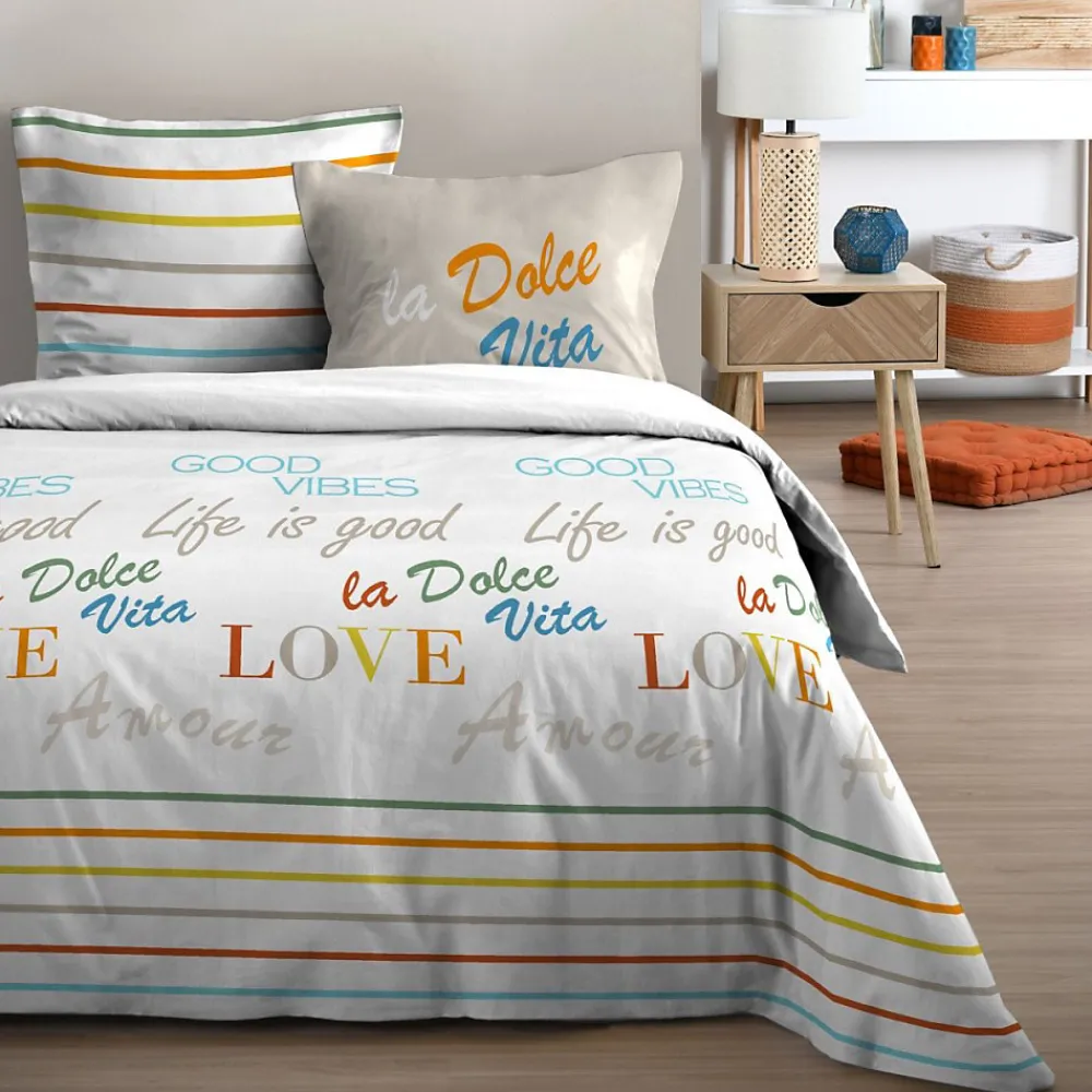 Housse de couette 260x240 DOLCE VITA + 2 taies coton 57 fils>STOF Hot