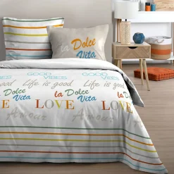 STOF Housse de couette 240x220 DOLCE VITA + 2 taies coton 57 fils* Housse De Couette