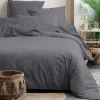 Lovely Casa Housse de couette 240x220 Horizon ardoise 100% coton bio 57 fils* Housse De Couette