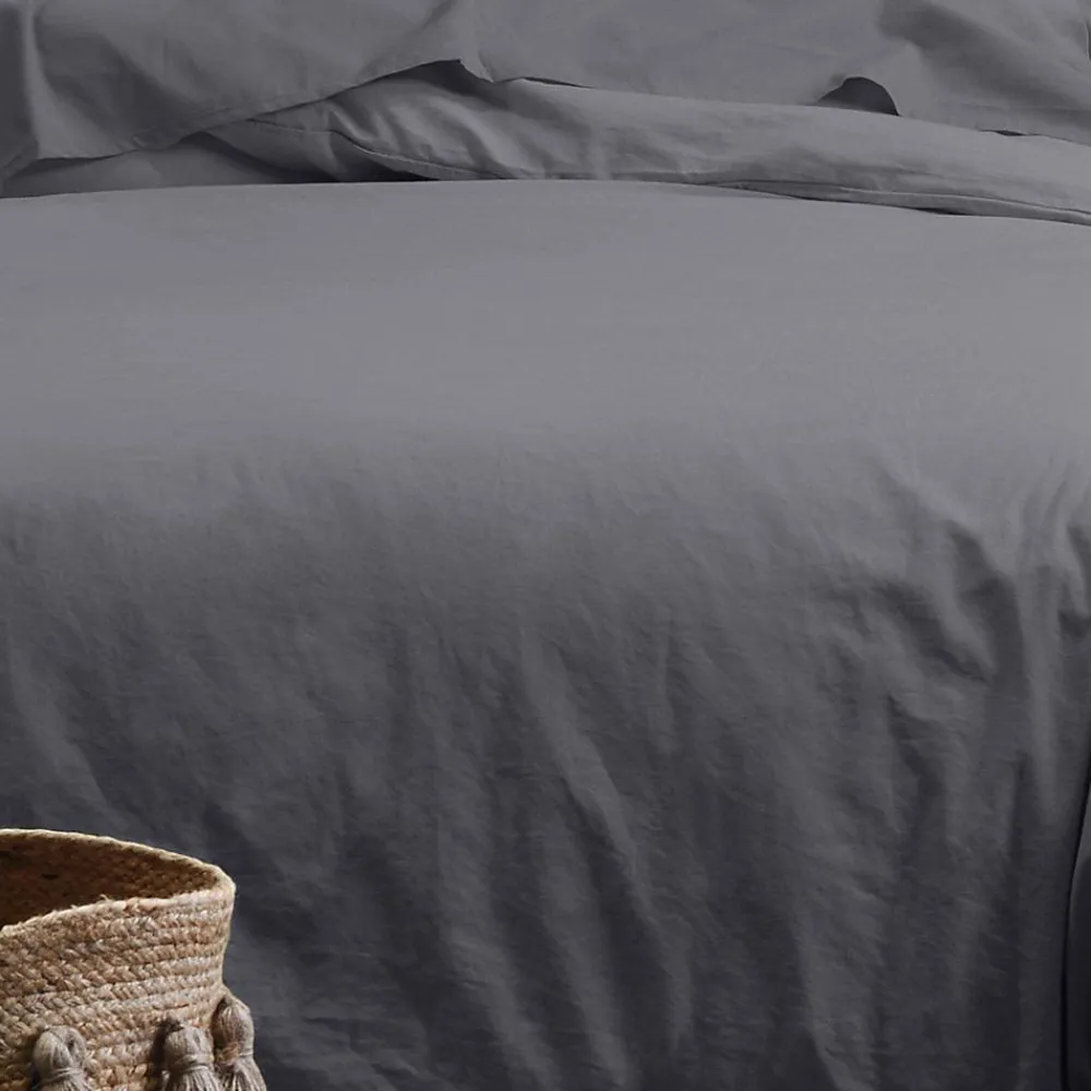 Lovely Casa Housse de couette 240x220 Horizon ardoise 100% coton bio 57 fils* Housse De Couette