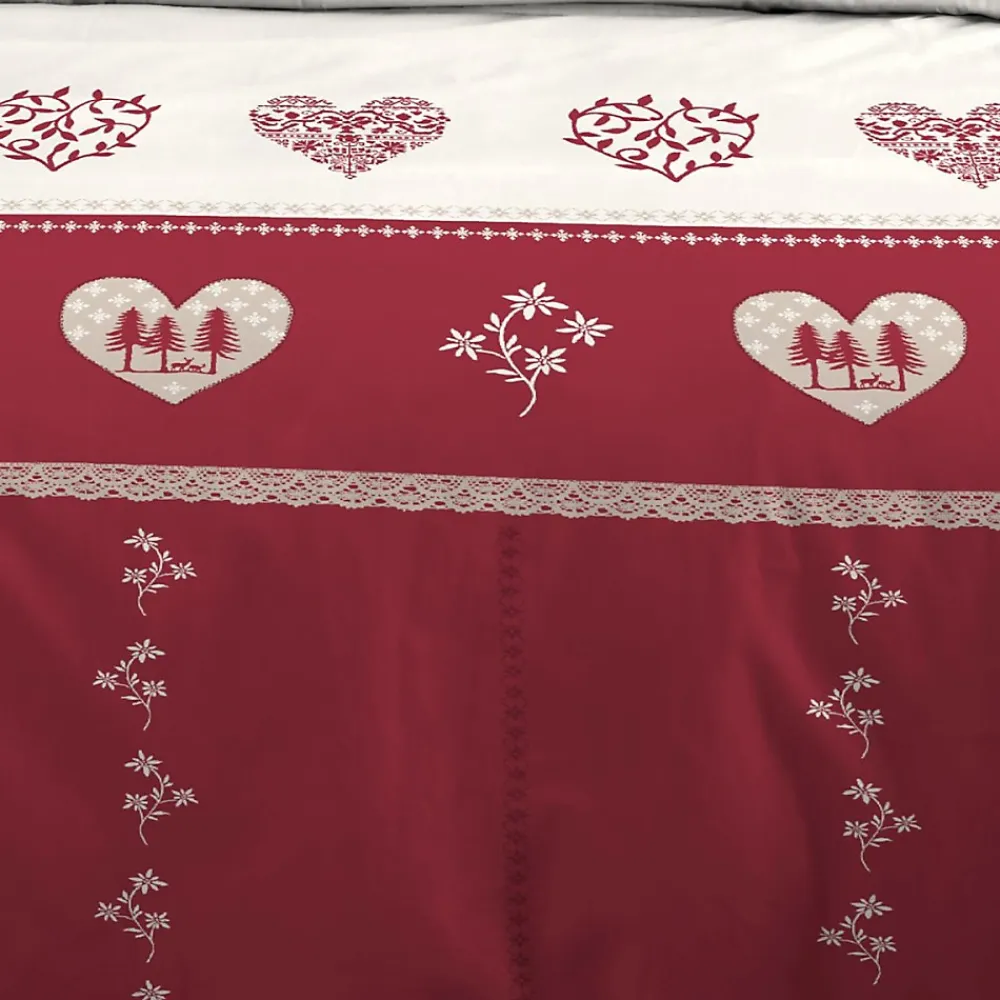 STOF Housse de couette 240x220 MODANE ROUGE + 2 taies coton 57 fils* Housse De Couette