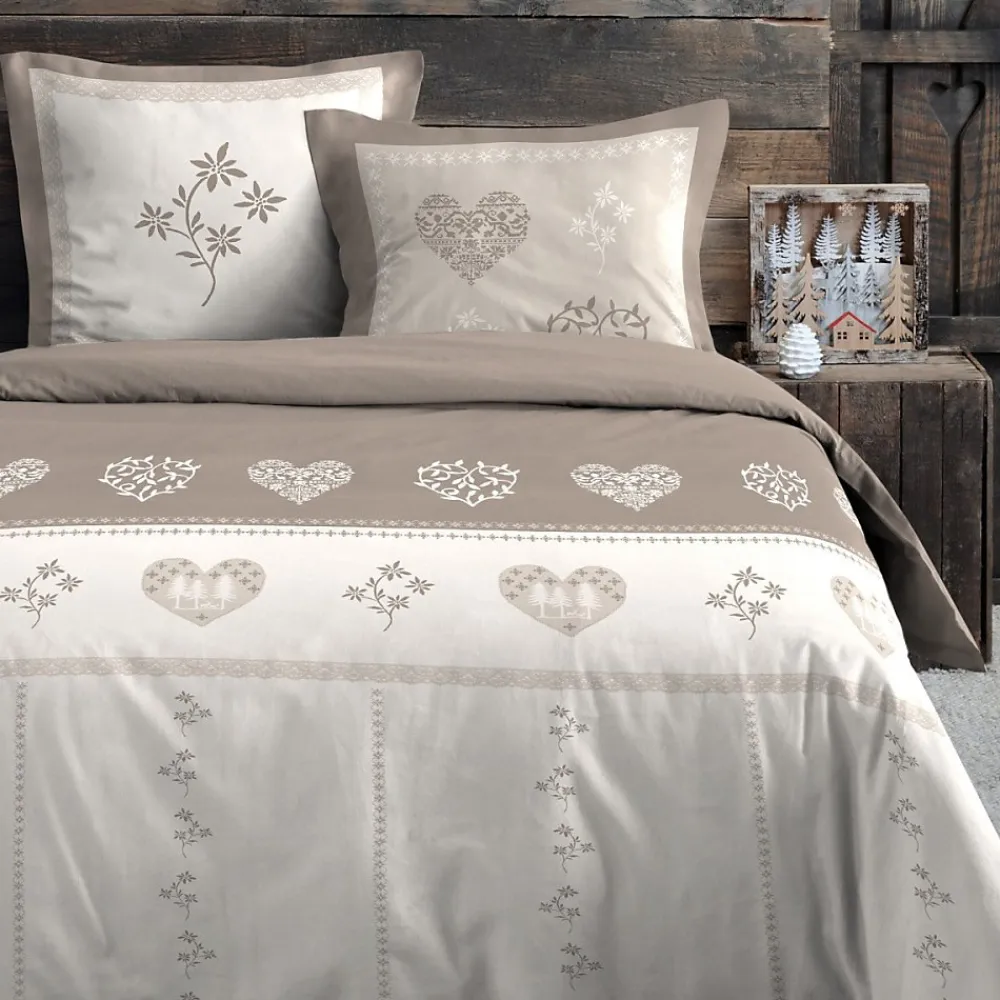Housse de couette 260x240 MODANE NATUREL + 2 taies coton 57 fils>STOF Outlet
