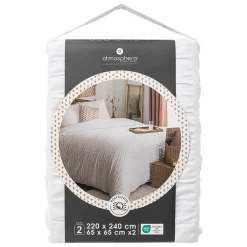 Housse de couette 240x220 Seersuck + 2 taies polycoton>Atmosphera Créateur D'Intérieur Outlet