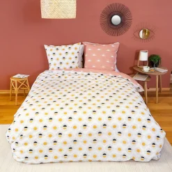 Cote Deco Housse de couette 260x240 TERRAMEA + 2 taies 100% coton adouci 57 fils/cm2* Housse De Couette