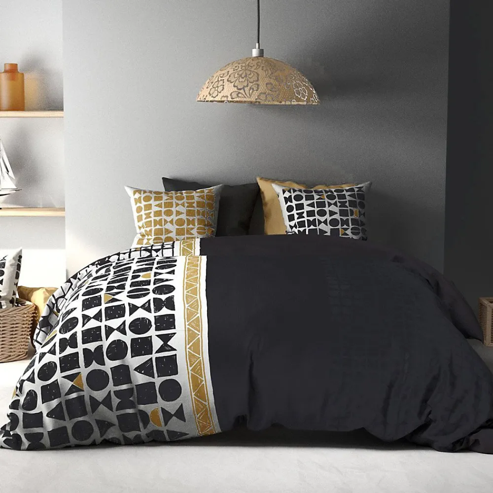Housse de couette 240x220 Union + 2 taies coton 57 fils>Atelier Du Coton Online