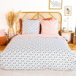 Housse de couette 240x220 VOLEA + 2 taies 100% coton adouci 57 fils/cm2>Cote Deco Discount
