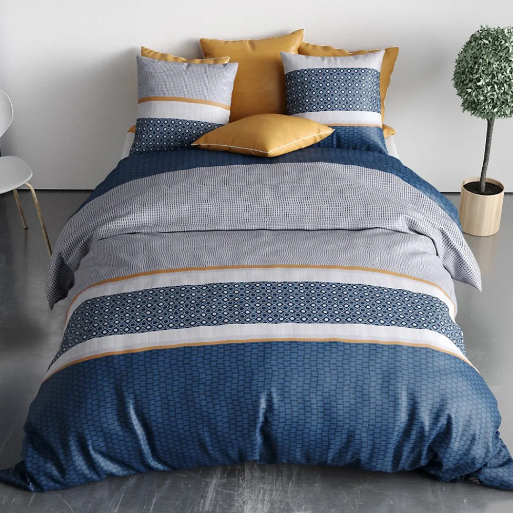 Atelier Du Coton Housse de couette 260x240 ZANTE + 2 taies coton 57 fils* Housse De Couette