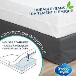 Sweetnight Housse intégrale matelas imperméable - Anti-Punaise de lit et Anti-acariens - Sans traitement chimique - Ep. jusqu'à 25 cm* Protège Matelas