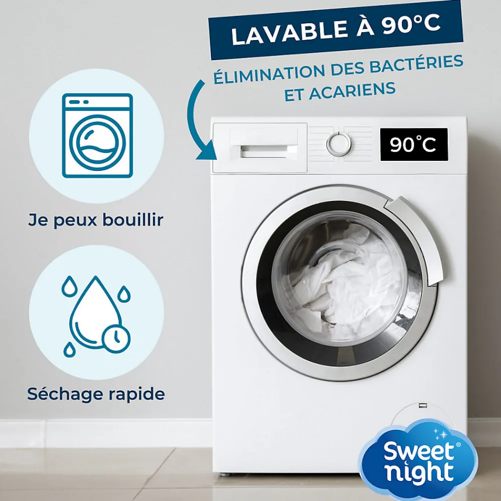 Housse intégrale matelas imperméable - Anti-Punaise de lit et Anti-acariens - Sans traitement chimique - Ep. jusqu'à 25 cm>Sweetnight Clearance