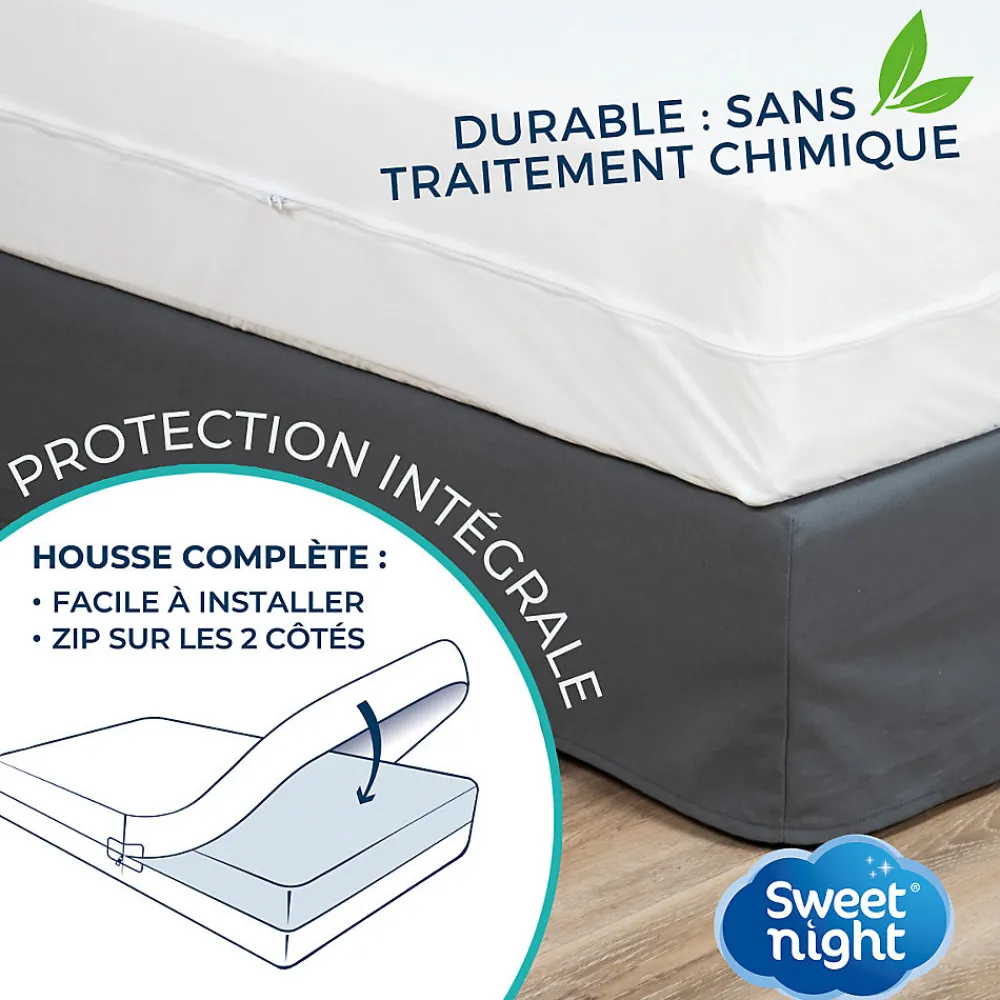 Housse intégrale matelas imperméable - Anti-Punaise de lit et Anti-acariens - Sans traitement chimique - Ep. jusqu'à 25 cm>Sweetnight Clearance