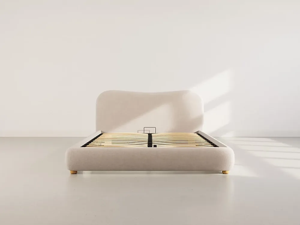 Best Mobilier Hugo - lit coffre - 160x200 cm - en velours texturé -* Lit Coffre