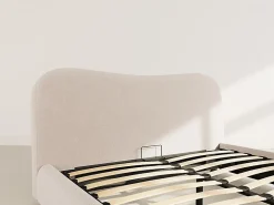 Best Mobilier Hugo - lit coffre - 160x200 cm - en velours texturé -* Lit Coffre