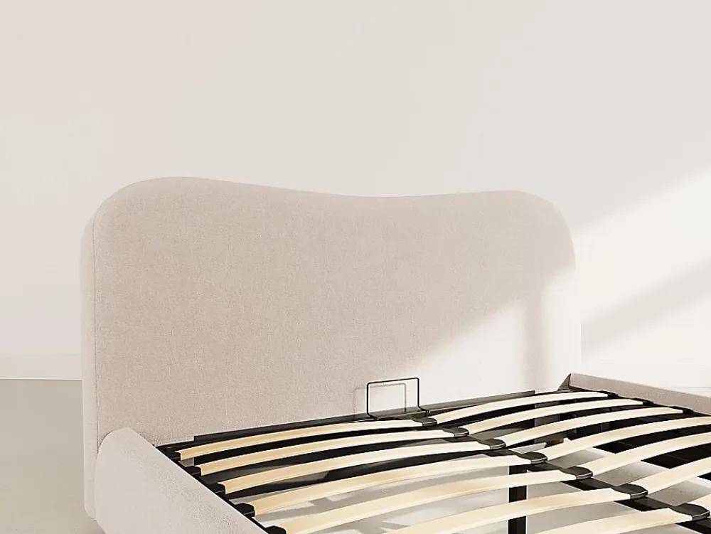 Best Mobilier Hugo - lit coffre - 160x200 cm - en velours texturé -* Lit Coffre