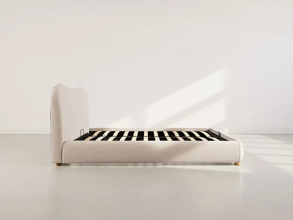 Best Mobilier Hugo - lit coffre - 160x200 cm - en velours texturé -* Lit Coffre