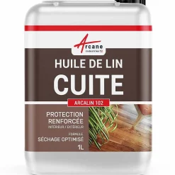 Arcane Industries Huile de lin cuite pour entretien des bois, parquets, meubles, terrasse, pierres naturelles - 1 L -* Huile De Lin