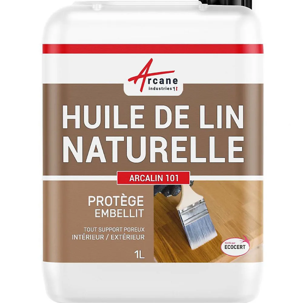 Huile de lin naturelle pour bois intérieur, extérieur, terrasse, parquet, - 1 L ->Arcane Industries Discount