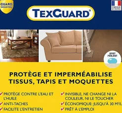 Imperméabilisant Tissu et Cuir Antitache TEXGUARD 3 Aérosols Velours Hydrofuge Incolore et Invisible Canapé Tapis Rideau Moquette>Guard Industrie Hot