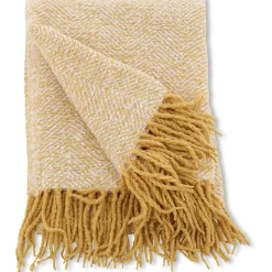 Jeté de canapé à motif chevrons Toby 170x130 cm Jaune et blanc>Venture Home Sale