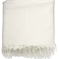 The Home Deco Factory Jeté de canapé en coton gaufré 170x250 cm Ivoire* Boutis, Couvre-Lit, Édredon