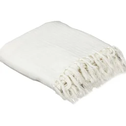 The Home Deco Factory Jeté de canapé en coton gaufré 170x250 cm Ivoire* Boutis, Couvre-Lit, Édredon