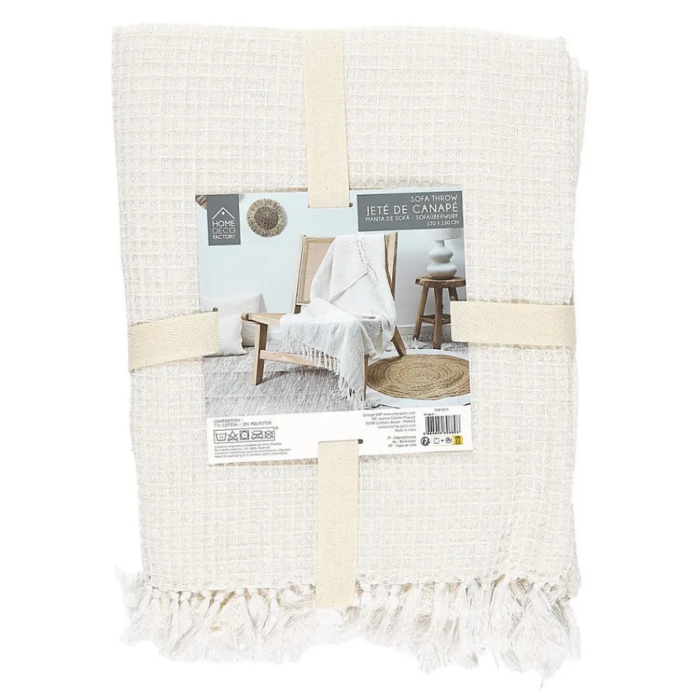 Jeté de canapé gaufré en coton 130x160 cm>The Home Deco Factory Outlet