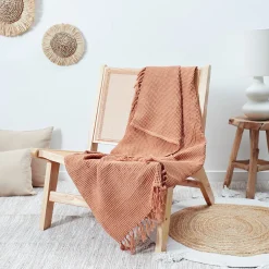 Jeté de canapé gaufré en coton 130x160 cm><noscript><img width=