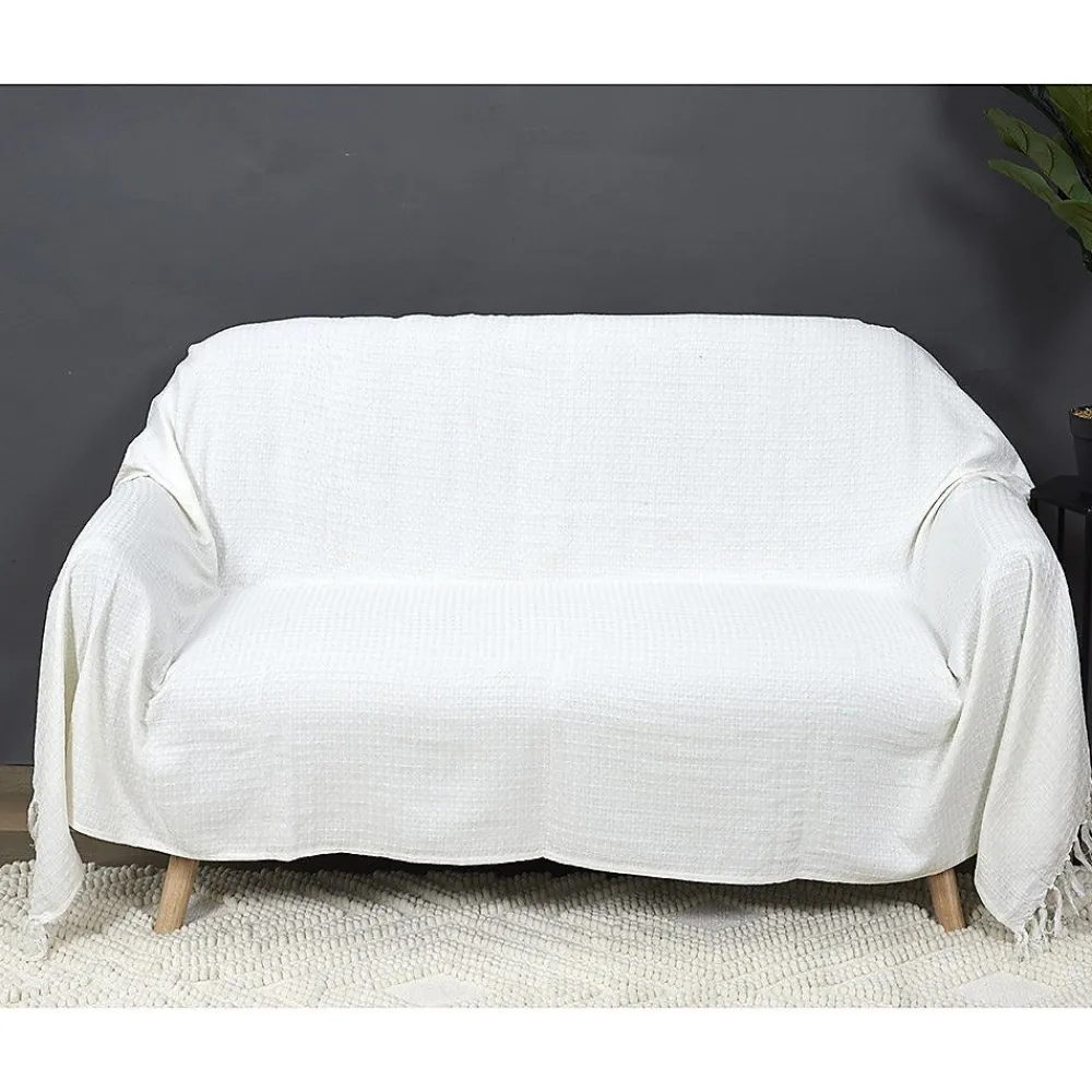 Jeté de canapé gaufré 170x250 cm ivoire>The Home Deco Factory Online