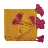 Jeté de canapé surpiqué pompons jaune 130x150 cm>The Home Deco Factory Clearance