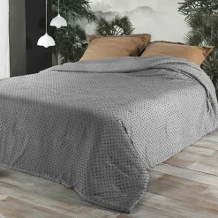 Linder Jeté de lit à petits pompons (250x260 cm - Gris clair)* Boutis, Couvre-Lit, Édredon