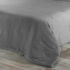 Linder Jeté de lit à petits pompons (250x260 cm - Gris clair)* Boutis, Couvre-Lit, Édredon