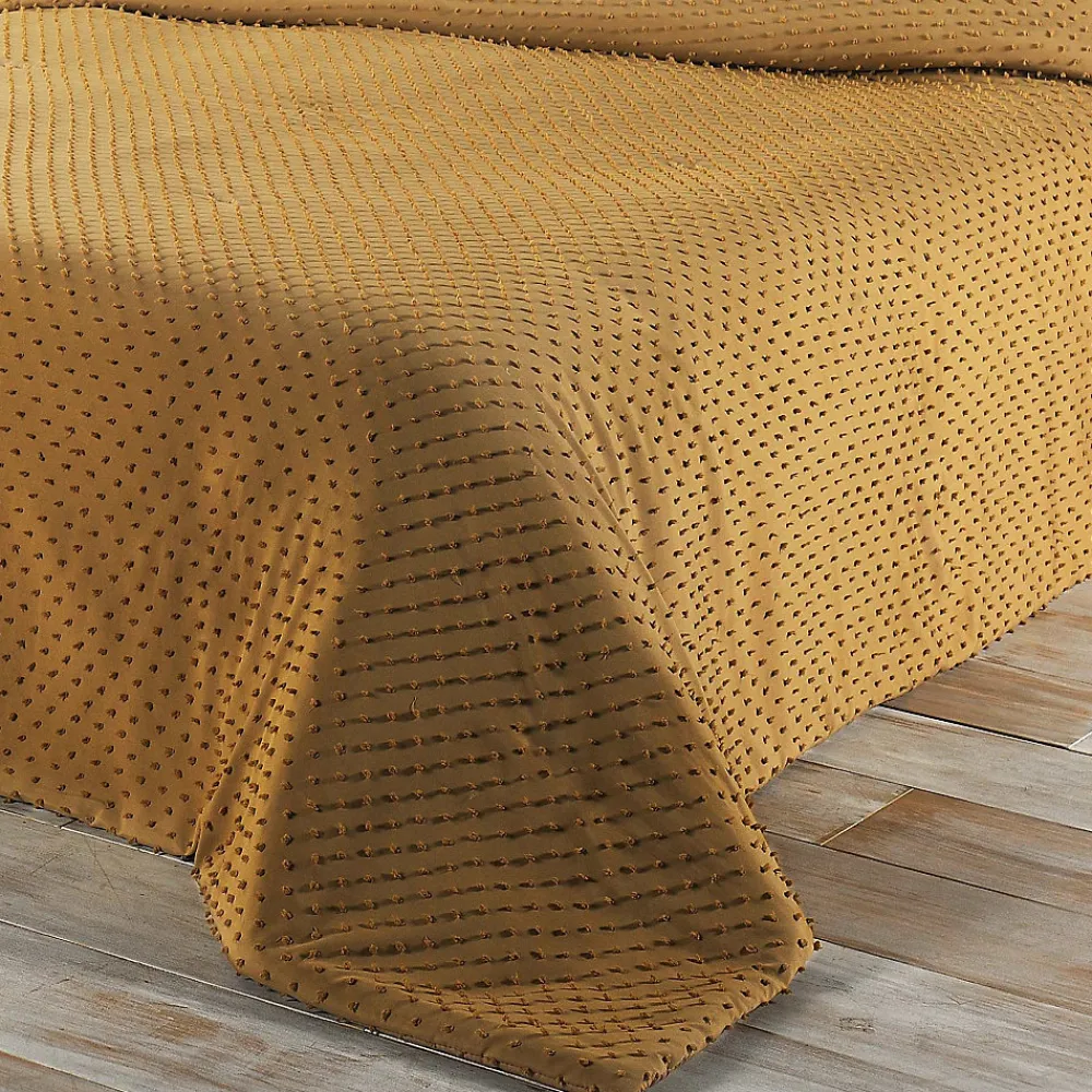 Jeté de lit à petits pompons (250x260 cm - Cuivre)>Linder