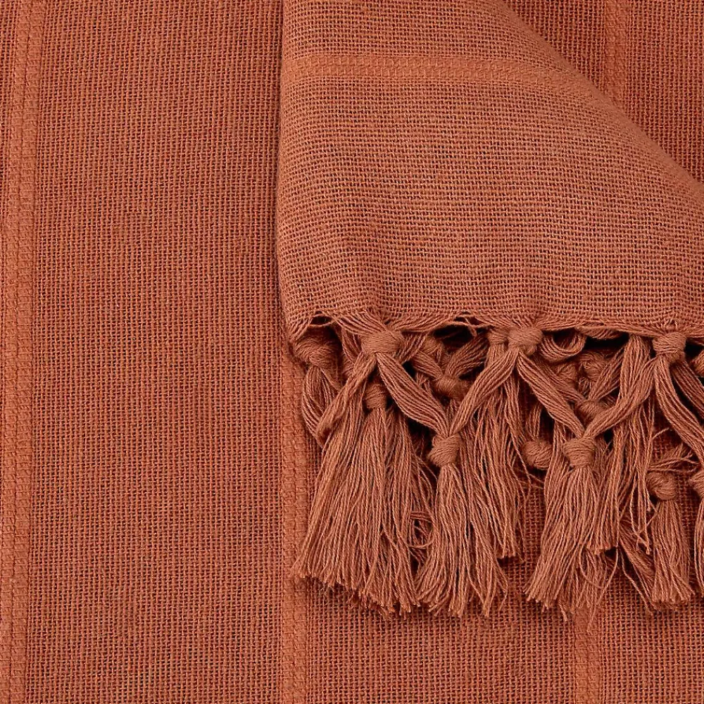 Atmosphera Créateur D'Intérieur Jeté de lit Anjali 220x160 terracotta en coton - Atmosphera* Boutis, Couvre-Lit, Édredon