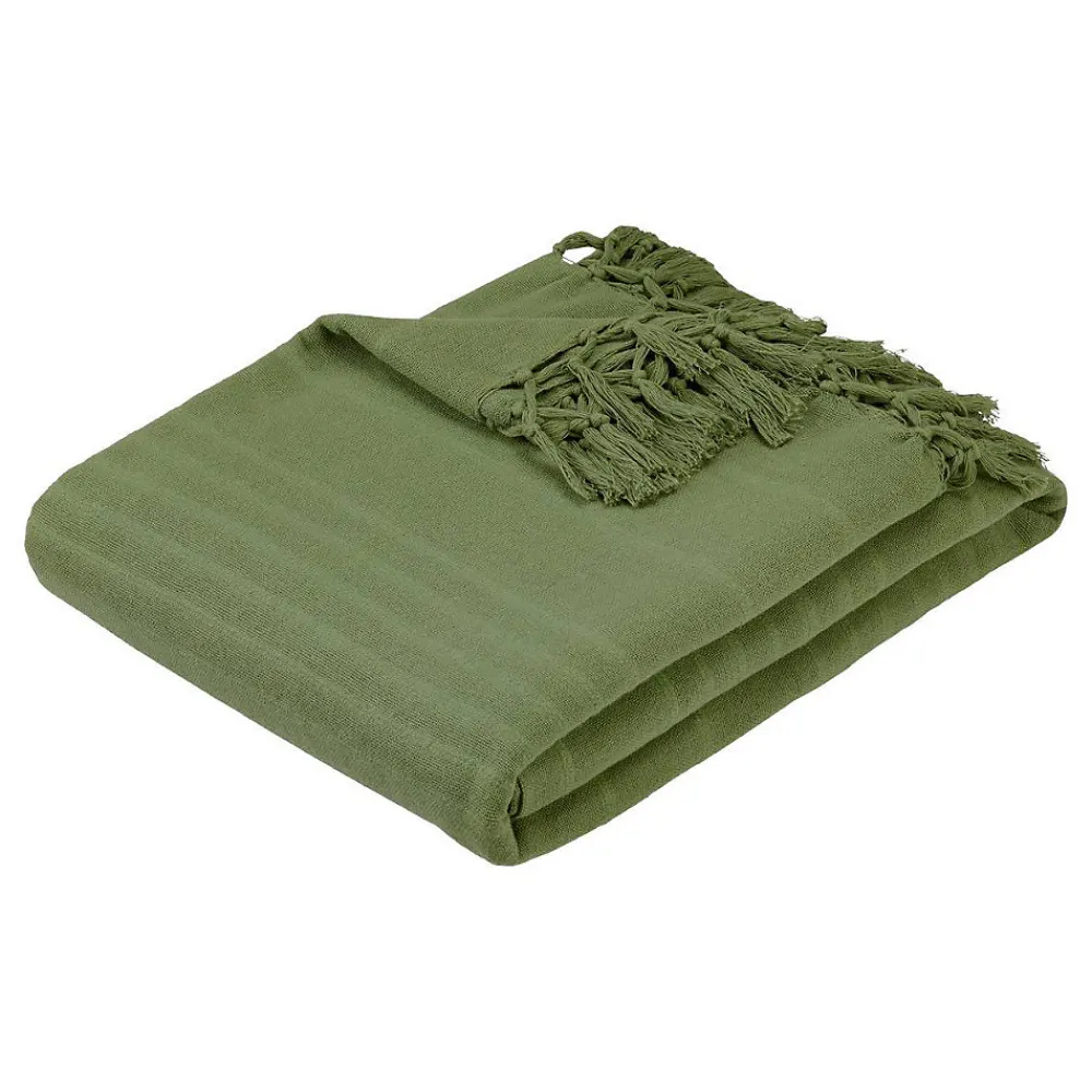 Jeté de lit Anjali 220x160 vert kaki en coton - Atmosphera>Atmosphera Créateur D'Intérieur Outlet