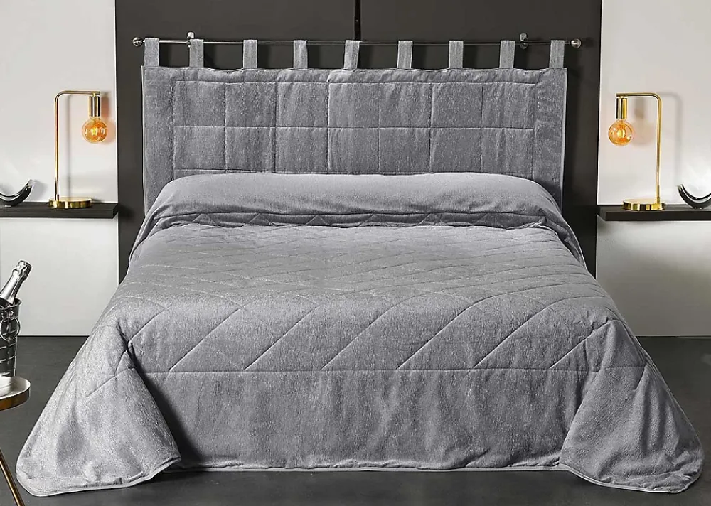 Linder Jeté de lit aspect velours (180x240 cm - Gris clair)* Boutis, Couvre-Lit, Édredon
