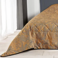 Jeté de lit aux feuilles stylisées (240x260 cm - Cuivre)>Linder Best