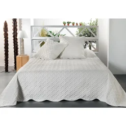 Linder Jeté de lit aux formes géométriques surpiquées (180x240 cm - Ecru)* Boutis, Couvre-Lit, Édredon
