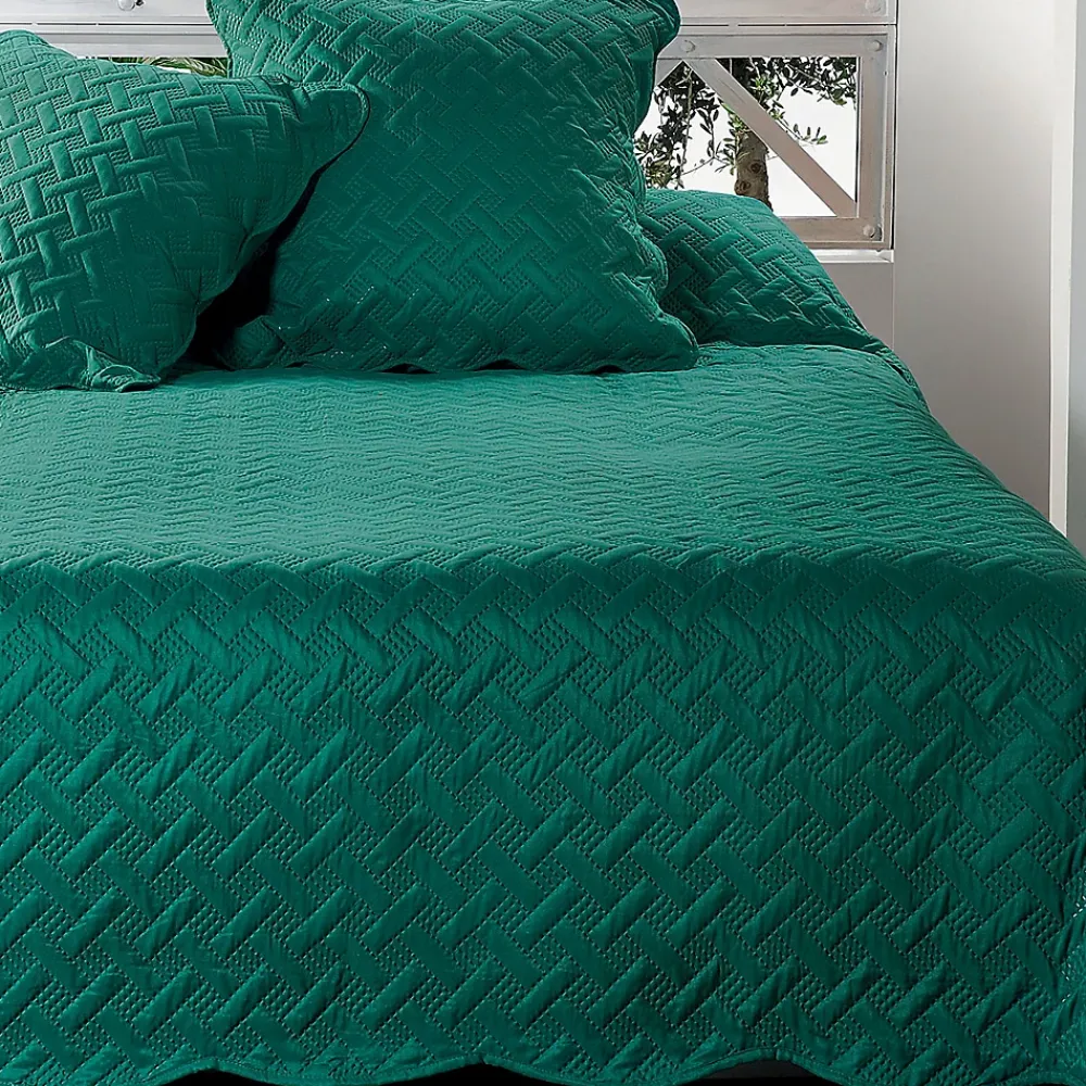 Linder Jeté de lit aux formes géométriques surpiquées (250x260 cm - Vert)* Boutis, Couvre-Lit, Édredon