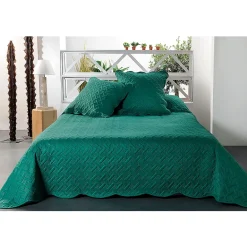 Linder Jeté de lit aux formes géométriques surpiquées (250x260 cm - Vert)* Boutis, Couvre-Lit, Édredon