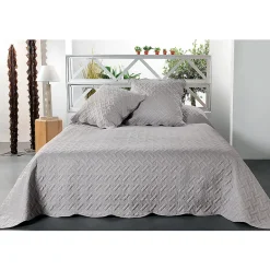 Jeté de lit aux formes géométriques surpiquées (230x250 cm - Gris clair)>Linder Sale