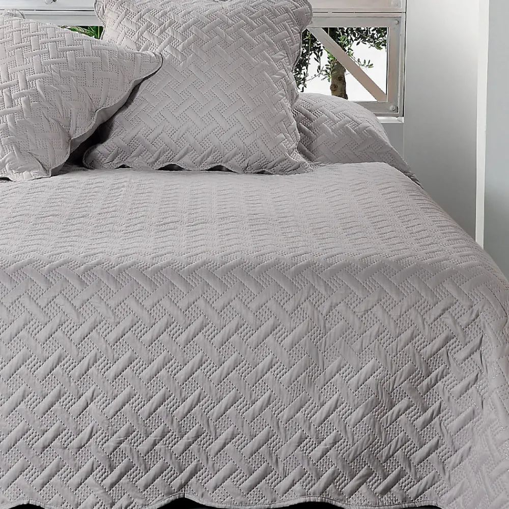 Jeté de lit aux formes géométriques surpiquées (230x250 cm - Gris clair)>Linder Sale