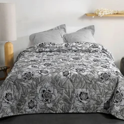 Jeté de lit aux impressions florales (240x260 cm - Gris Perle)>Linder Discount