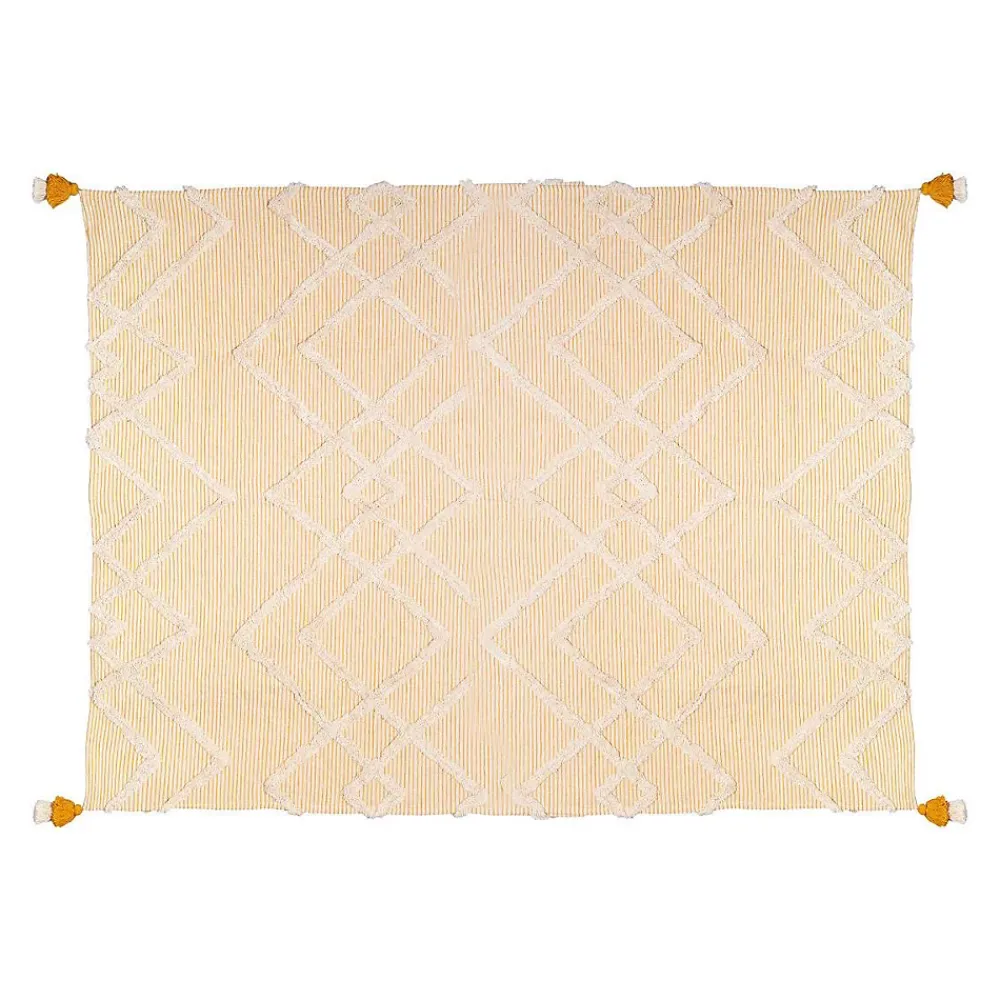 Atmosphera Créateur D'Intérieur Jeté de lit "Carmen" - jaune ocre - coton tufté 130x180 cm - Atmosphera* Boutis, Couvre-Lit, Édredon