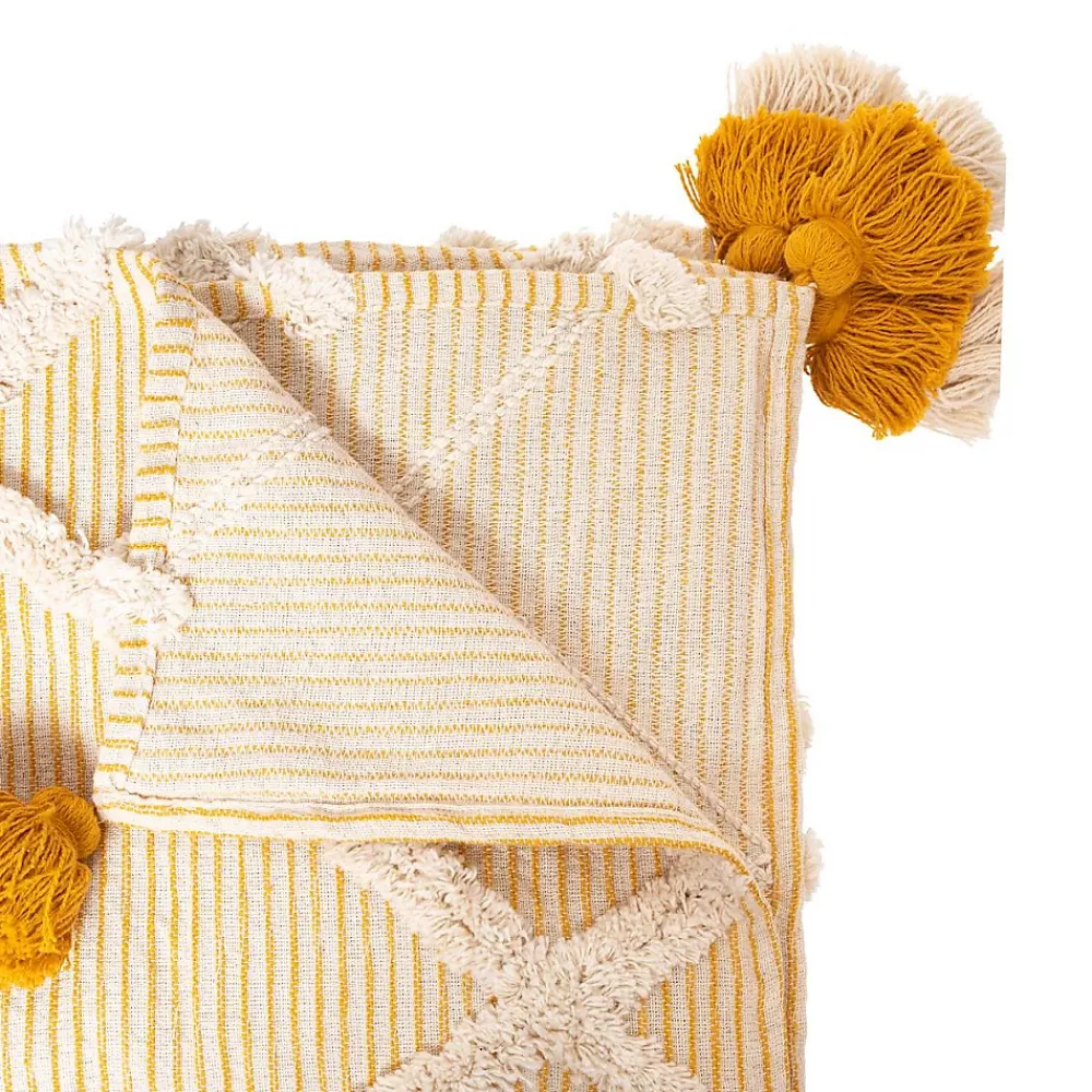 Atmosphera Créateur D'Intérieur Jeté de lit "Carmen" - jaune ocre - coton tufté 130x180 cm - Atmosphera* Boutis, Couvre-Lit, Édredon