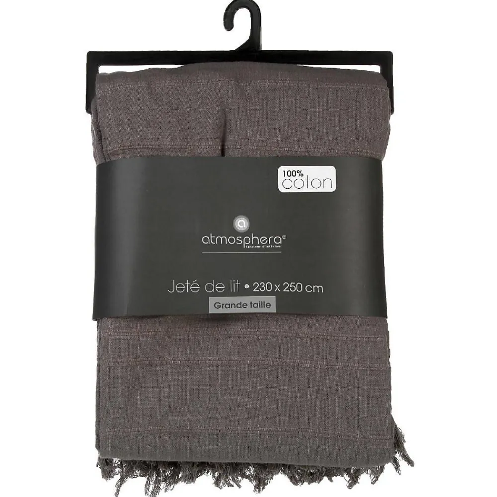 Jeté de lit en coton - gris 230x250 cm - Atmosphera>Atmosphera Créateur D'Intérieur Best