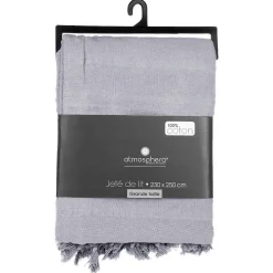 Jeté de lit en coton - gris clair 230x250 cm - Atmosphera>Atmosphera Créateur D'Intérieur Outlet