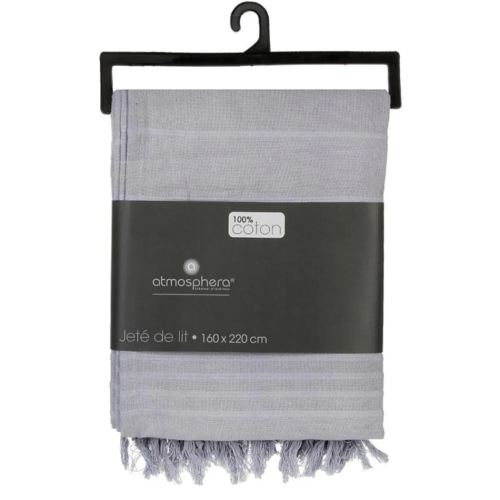 Atmosphera Créateur D'Intérieur Jeté de lit en coton - gris clair 160x220 cm - Atmosphera* Boutis, Couvre-Lit, Édredon