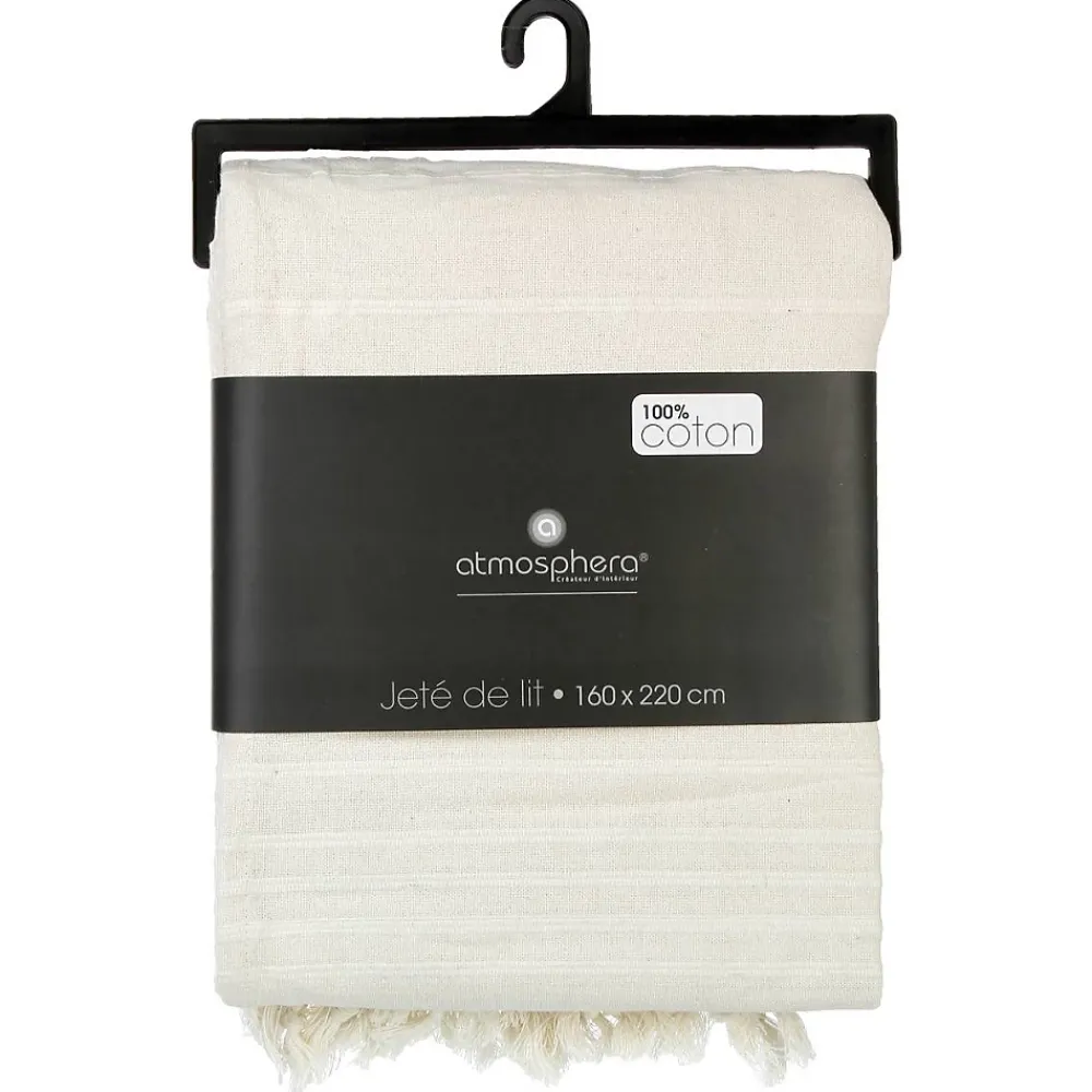 Atmosphera Créateur D'Intérieur Jeté de lit en coton - ivoire 160x220 cm - Atmosphera* Boutis, Couvre-Lit, Édredon