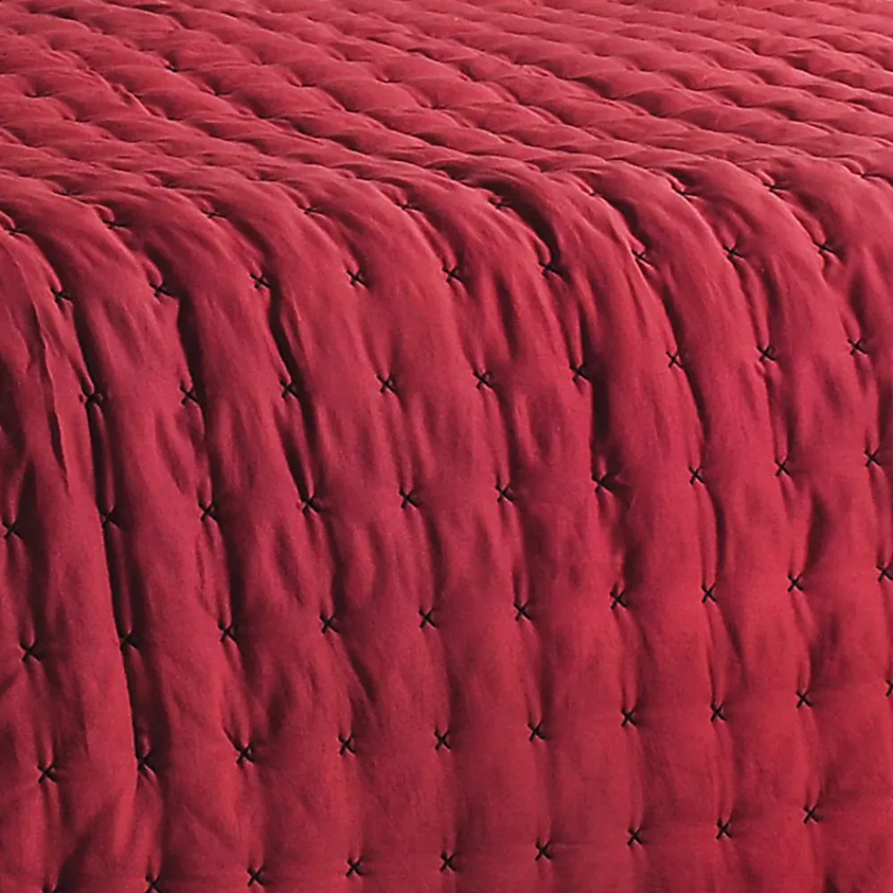 Linder Jeté de lit matelassé et uni (150x200 cm - Rouge)* Boutis, Couvre-Lit, Édredon